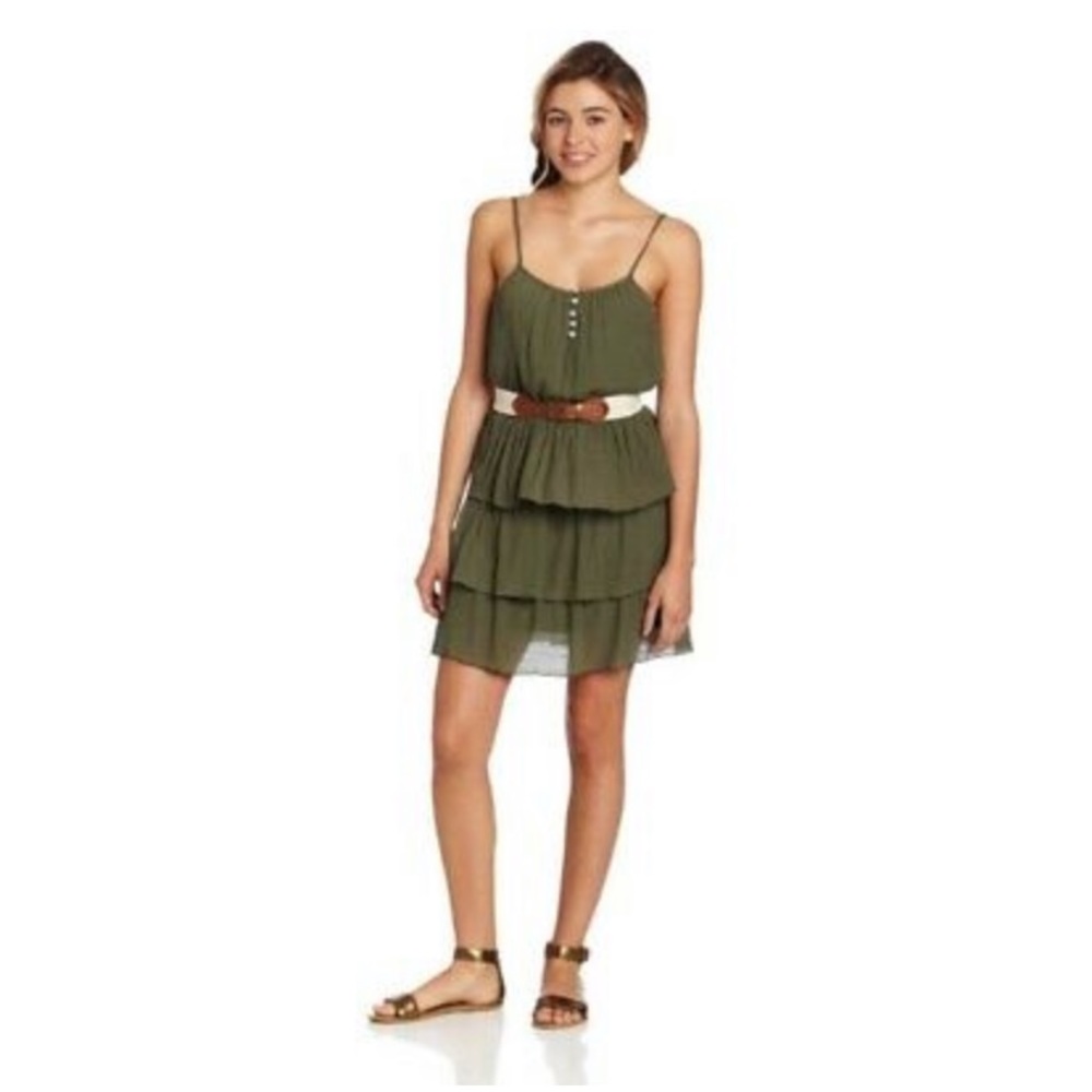 ♻️⚡️Olive Green Layered Sundress